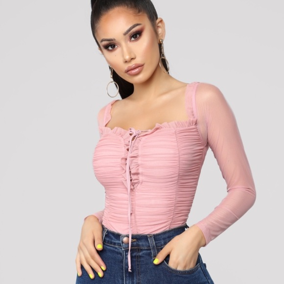 Fashion Nova Tops - Mauve Maura Mesh Bodysuit NWOT